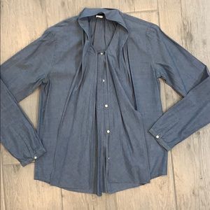 Gap XS Lightweight Chambray Tie Neck Blouse Shirt